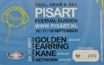 Golden Earring show ticket#2372 September 17, 2011 Eijsden- Pisart festival (Collection Casper Roos)